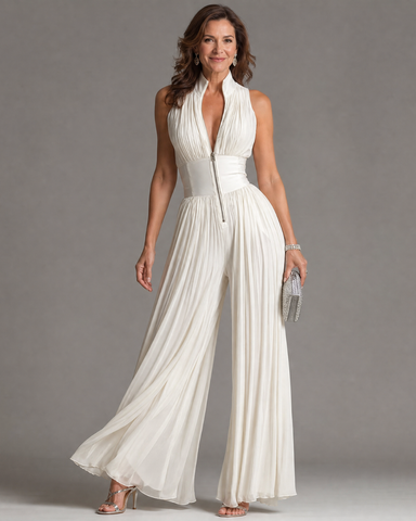 Zakira – Pleated Halter Jumpsuit