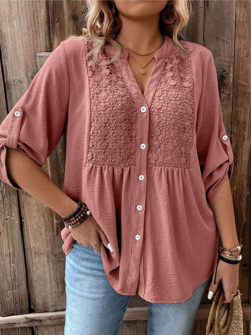 Isabella® – Elegant V-Neck Button Blouse