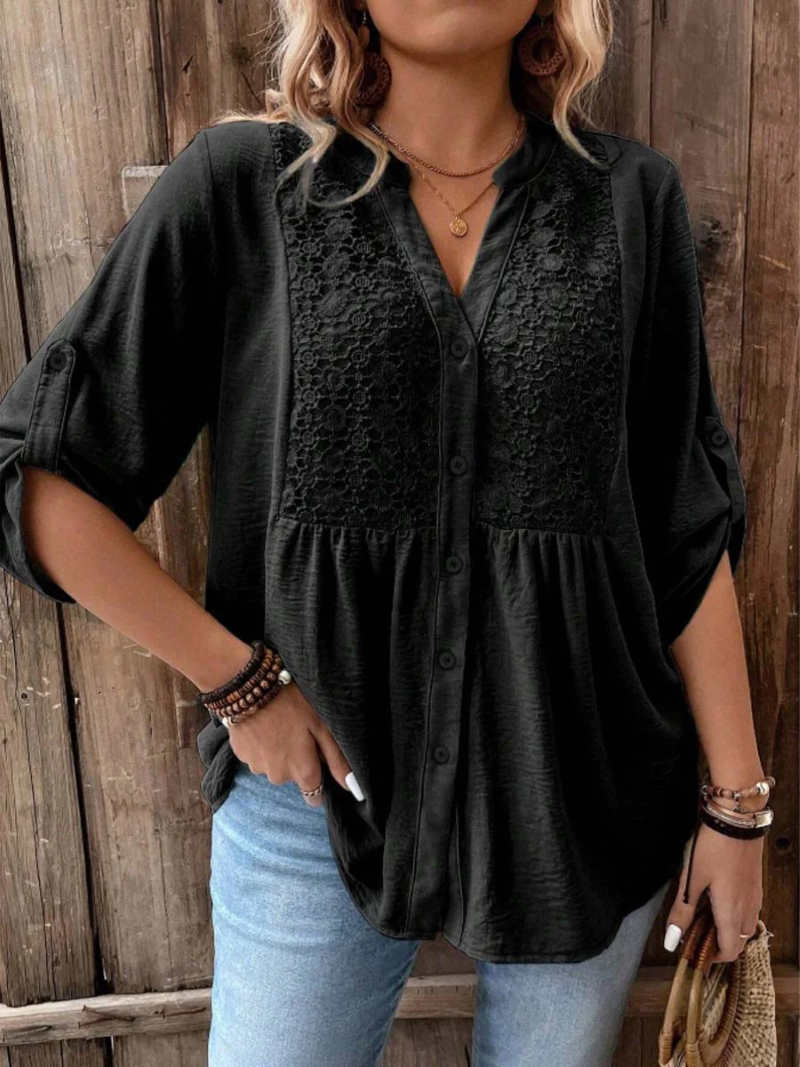 Isabella® – Elegant V-Neck Button Blouse