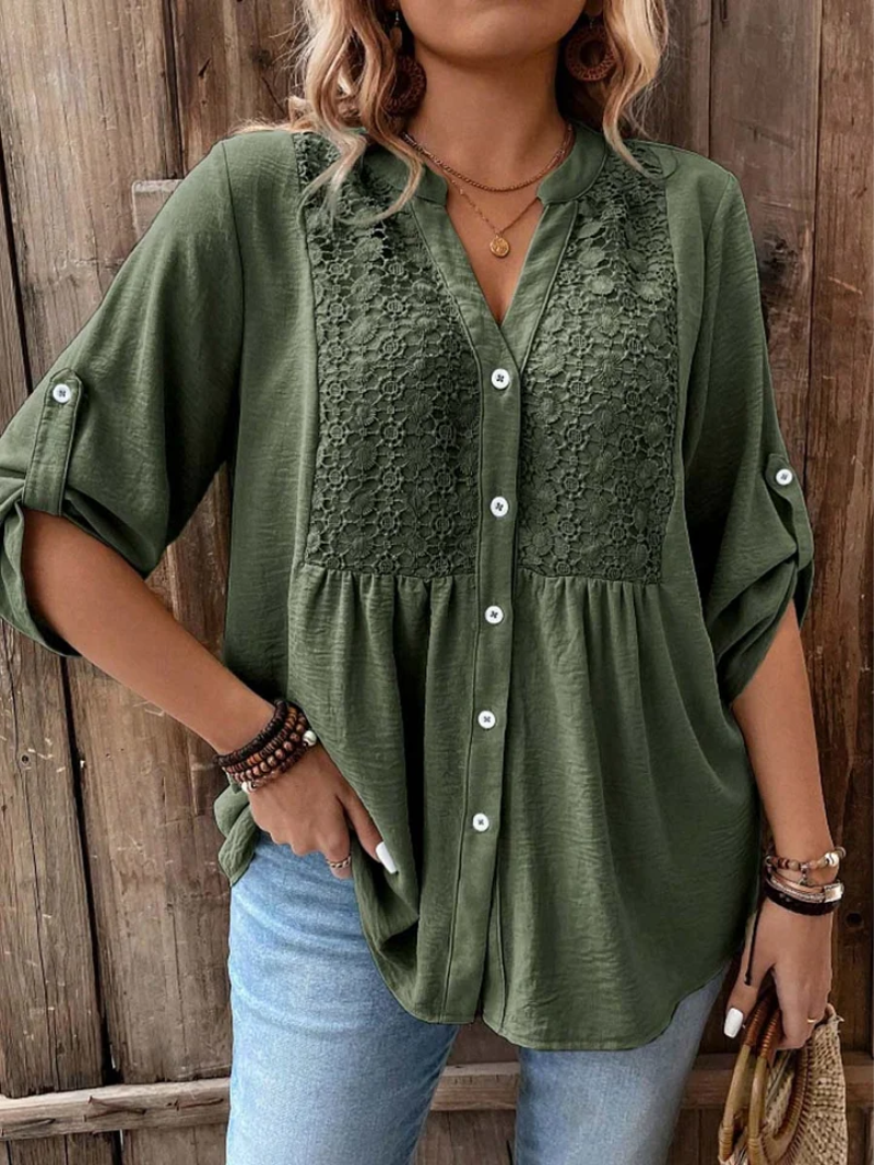 Isabella® – Elegant V-Neck Button Blouse