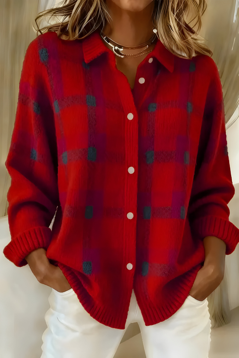 MAE CHECK KNIT CARDIGAN® | SOFT RETRO STYLE