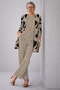 Taupe with black print / S