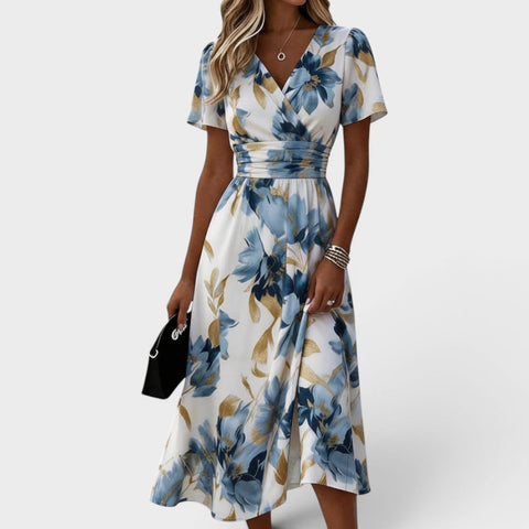 Denise – Floral Midi Wrap Dress