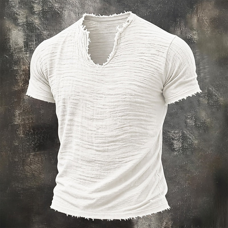 Monvero London® Arthur Vintage V-Neck Cotton T-Shirt