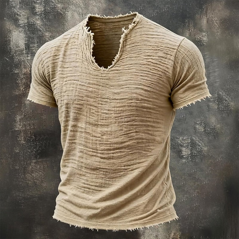 Monvero London® Arthur Vintage V-Neck Cotton T-Shirt