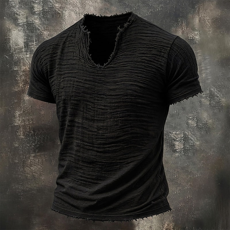 Monvero London® Arthur Vintage V-Neck Cotton T-Shirt