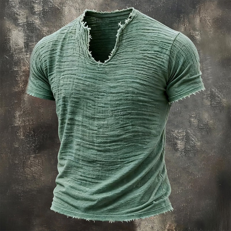 Monvero London® Arthur Vintage V-Neck Cotton T-Shirt