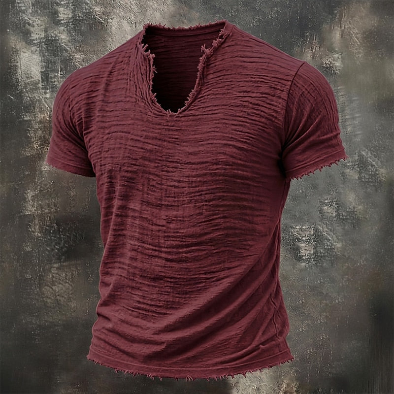 Monvero London® Arthur Vintage V-Neck Cotton T-Shirt
