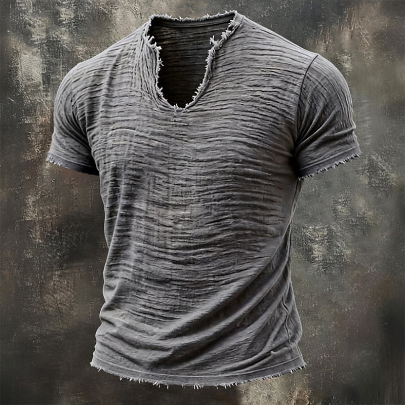 Monvero London® Arthur Vintage V-Neck Cotton T-Shirt